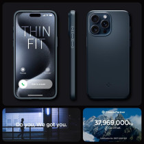 Spigen Thin Fit Designed For iphone 15 Pro Max Case Military Grade Protection, Metal Slate