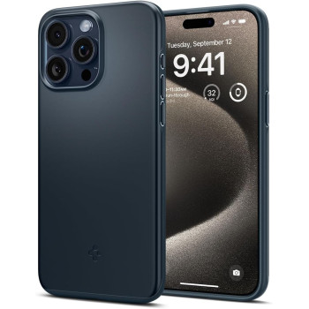 Spigen Thin Fit Designed For iphone 15 Pro Max Case Military Grade Protection, Metal Slate