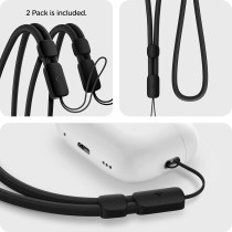 Spigen Universal Adjustable Hand Wrist Strap Phone Lanyard Compatible With Apple Airpods Pro, Dark Black