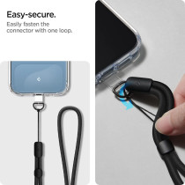 Spigen Universal Adjustable Hand Wrist Strap Phone Lanyard Compatible With Apple Airpods Pro, Dark Black