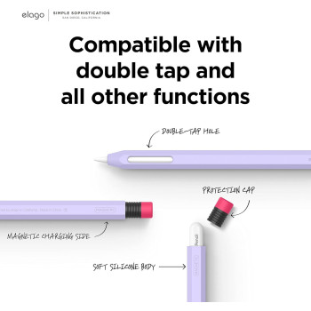 Elago Classic Pencil Case Compatible With Apple Pencil 2Nd Generation Cover Sleeve, Classic Design, Compatible With Magnetic Charging And Double Tap, Lavender