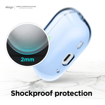 Elago Compatible With Airpods Pro 2nd Generation Case Clear With Lanyard Compatible With Airpods Pro 2 Case, Protective Cover, Shockproof, Wireless Charging, Reduced Yellowing, Aqua Blue