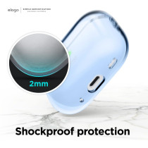 Elago Compatible With Airpods Pro 2nd Generation Case Clear With Lanyard Compatible With Airpods Pro 2 Case, Protective Cover, Shockproof, Wireless Charging, Reduced Yellowing, Aqua Blue