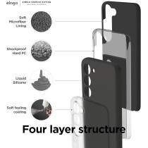 Elago Compatible With SaMSung Galaxy S23 Case, Liquid Silicone Case, Full Body Protective Cover, Shockproof, Slim Phone Case, Anti-Scratch Soft Microfiber Lining, Black