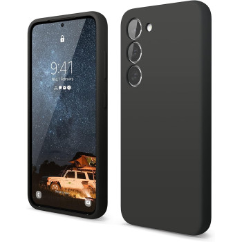 Elago Compatible With SaMSung Galaxy S23 Case, Liquid Silicone Case, Full Body Protective Cover, Shockproof, Slim Phone Case, Anti-Scratch Soft Microfiber Lining, Black
