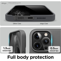 Elago Compatible With iphone 13 Pro Max Case, Liquid Silicone Case, Shockproof, Slim Phone Case, Anti-Scratch Soft Microfiber Lining, Dark Grey