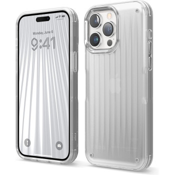 Elago Buckler Compatible With iphone 14 Pro Max Case, 6.7 Inch Us Military Grade Drop Protection, Heavy-Duty Protective Cover, Carbon Fiber Texture, Shockproof Bumper, Frosted Clear