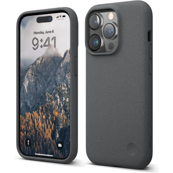 Elago Compatible With iphone 14 Pro Case, Pebble Case, Shockproof, Special Pebble Coated, Slim, Anti-Scratch, Dark Grey