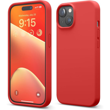 Elago Compatible With iphone 15 Case, Liquid Silicone Case, Shockproof, Slim Phone Case, 6.1 Inch, Red