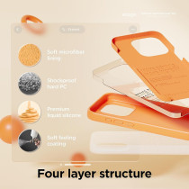 Elago Compatible With iphone 15 Pro Case, Shockproof, Slim Phone Case, Anti-Scratch Soft Microfiber Lining, 6.1 Inch, Orange