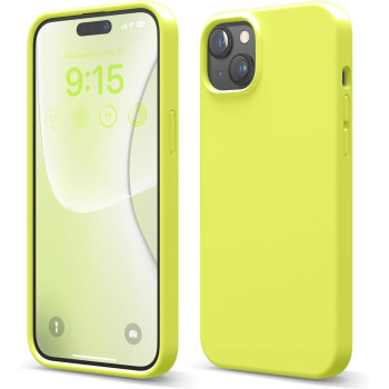 Elago Compatible With iphone 15 Plus Case, Liquid Silicone Case, Slim Phone Case, 6.7 Inch, Neon Yellow
