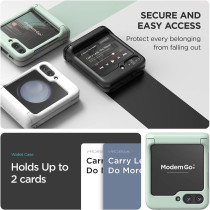 VRS Design Terra Guard Modern Go For Galaxy Z FlIP 5 5G Card Holder Phone Case, Premium Modern Neat Style Spring Loaded Hinge Cover Wallet Case, Marine Green