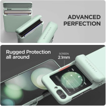 VRS Design Terra Guard Modern Go For Galaxy Z FlIP 5 5G Card Holder Phone Case, Premium Modern Neat Style Spring Loaded Hinge Cover Wallet Case, Marine Green