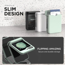 VRS Design Terra Guard Modern Go For Galaxy Z FlIP 5 5G Card Holder Phone Case, Premium Modern Neat Style Spring Loaded Hinge Cover Wallet Case, Marine Green