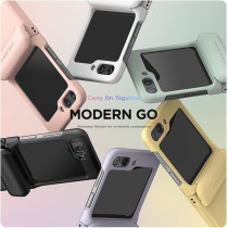 VRS Design Terra Guard Modern Go For Galaxy Z FlIP 5 5G Card Holder Phone Case, Premium Modern Neat Style Spring Loaded Hinge Cover Wallet Case, Marine Green