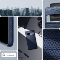 Spigen Liquid Air Pixel 7 Case, Navy Blue, Anti-SlIP, Geometric Design