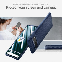 Spigen Liquid Air Pixel 7 Case, Navy Blue, Anti-SlIP, Geometric Design