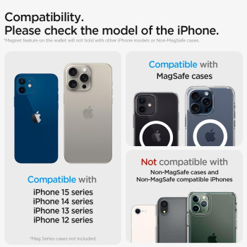 Spigen Smart Fold Magnetic Wallet Card Holder Designed For Magsafe With Kickstand Compatible With iphone 15, iphone 14, iphone 13, iphone 12 Models