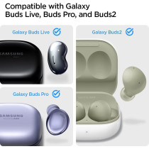 Spigen Silicone Fit Designed For Galaxy Buds 2 Case Galaxy Buds Pro Case Galaxy Buds Live Case, White
