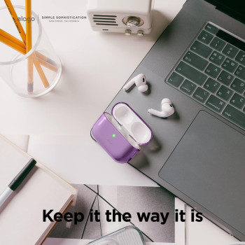 Elago Compatible With Airpods Pro 2nd Generation Case Clear With Lanyard Compatible With Airpods Pro 2 Case, Protective Cover, Shockproof, Wireless Charging, Deep Purple