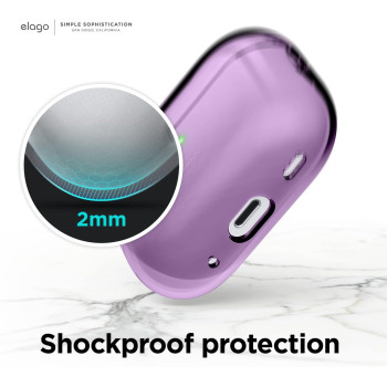 Elago Compatible With Airpods Pro 2nd Generation Case Clear With Lanyard Compatible With Airpods Pro 2 Case, Protective Cover, Shockproof, Wireless Charging, Deep Purple