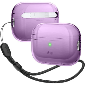 Elago Compatible With Airpods Pro 2nd Generation Case Clear With Lanyard Compatible With Airpods Pro 2 Case, Protective Cover, Shockproof, Wireless Charging, Deep Purple