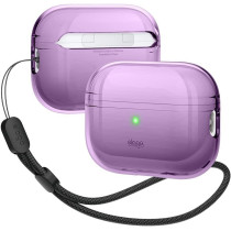 Elago Compatible With Airpods Pro 2nd Generation Case Clear With Lanyard Compatible With Airpods Pro 2 Case, Protective Cover, Shockproof, Wireless Charging, Deep Purple