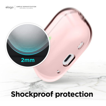 Elago Compatible With Airpods Pro 2nd Generation Case Clear With Lanyard Compatible With Airpods Pro 2 Case, Protective Cover, Shockproof, Wireless Charging, Lovely Pink