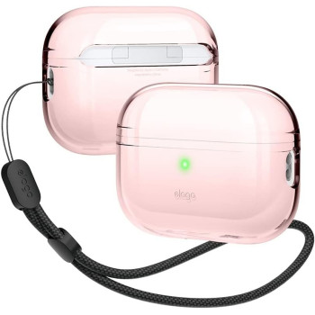 Elago Compatible With Airpods Pro 2nd Generation Case Clear With Lanyard Compatible With Airpods Pro 2 Case, Protective Cover, Shockproof, Wireless Charging, Lovely Pink