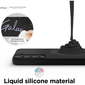 Elago Compatible With SaMSung Galaxy S22 Plus Case - Liquid Silicone Case, Full Body Screen Camera Protective Cover, Shockproof, Slim Phone Case, 6.6 Inch, Black