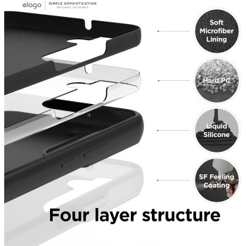 Elago Compatible With SaMSung Galaxy S22 Plus Case - Liquid Silicone Case, Full Body Screen Camera Protective Cover, Shockproof, Slim Phone Case, 6.6 Inch, Black