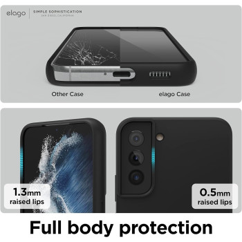 Elago Compatible With SaMSung Galaxy S22 Plus Case - Liquid Silicone Case, Full Body Screen Camera Protective Cover, Shockproof, Slim Phone Case, 6.6 Inch, Black