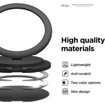 Elago Magnetic Phone Ring Holder Compatible With Magsafe For iphone15, iphone 14,iphone 13,iphone 12 Series -Finger Ring,Cell Phone Ring, Prop Up Stand, Black