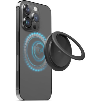 Elago Magnetic Phone Ring Holder Compatible With Magsafe For iphone15, iphone 14,iphone 13,iphone 12 Series -Finger Ring,Cell Phone Ring, Prop Up Stand, Black