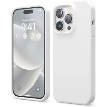 Elago Compatible With iphone 14 Pro Case, Liquid Silicone Case, Full Body Protective Cover, Shockproof, Anti-Scratch Soft Microfiber Lining, 6.1 Inch, White