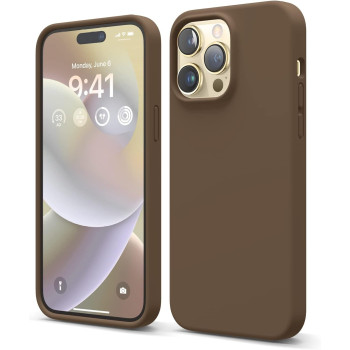 Elago Compatible With iphone 14 Pro Max Case, Liquid Silicone Case, Full Body Protective Cover, Shockproof, Slim Phone Case, 6.7 Inch, Brown