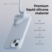 Elago Compatible With iphone 15 Case, Liquid Silicone Case, Shockproof, Slim Phone Case, Anti-Scratch Soft Microfiber Lining, 6.1 Inch, Light Blue