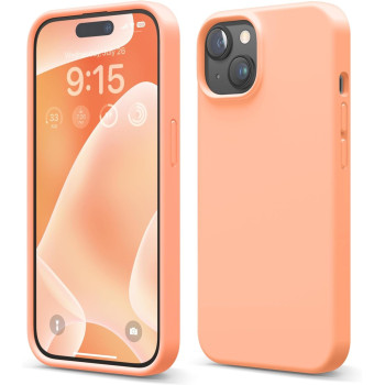 Elago Compatible With iphone 15 Case, Liquid Silicone Case, Full Body Protective Cover, Shockproof, Slim Phone Case, Anti-Scratch Soft Microfiber Lining, 6.1 Inch, Salmon
