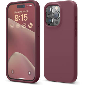 Elago Compatible With iphone 15 Pro Case, Liquid Silicone Case, Full Body Protective Cover, Shockproof, Anti-Scratch Soft Microfiber Lining, 6.1 Inch, Burgundy