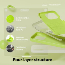 Elago Compatible With iphone 15 Pro Case, Liquid Silicone Case, Full Body Protective Cover, Shockproof, Slim Phone Case, 6.1 Inch, Lime Green