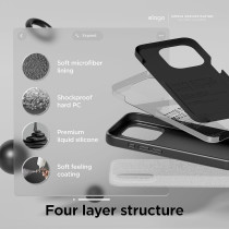 Elago Compatible With iphone 15 Pro Max Case, Liquid Silicone Case, Full Body Protective Cover, Shockproof, Slim Phone Case, 6.7 Inch, Black