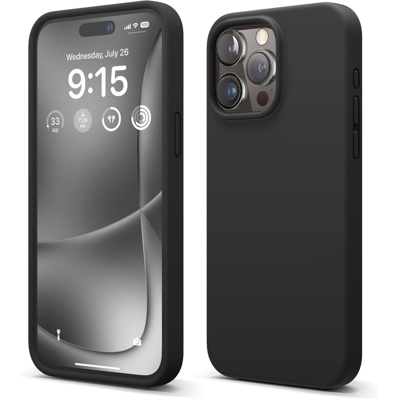 Elago Compatible With iphone 15 Pro Max Case, Liquid Silicone Case, Full Body Protective Cover, Shockproof, Slim Phone Case, 6.7 Inch, Black