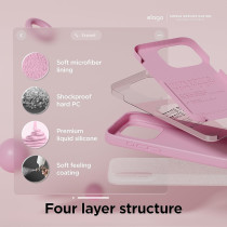 Elago Compatible With iphone 15 Pro Max Case, Liquid Silicone Case, Full Body Protective Cover, Shockproof, Slim Phone Case, 6.7 Inch, Hot Pink