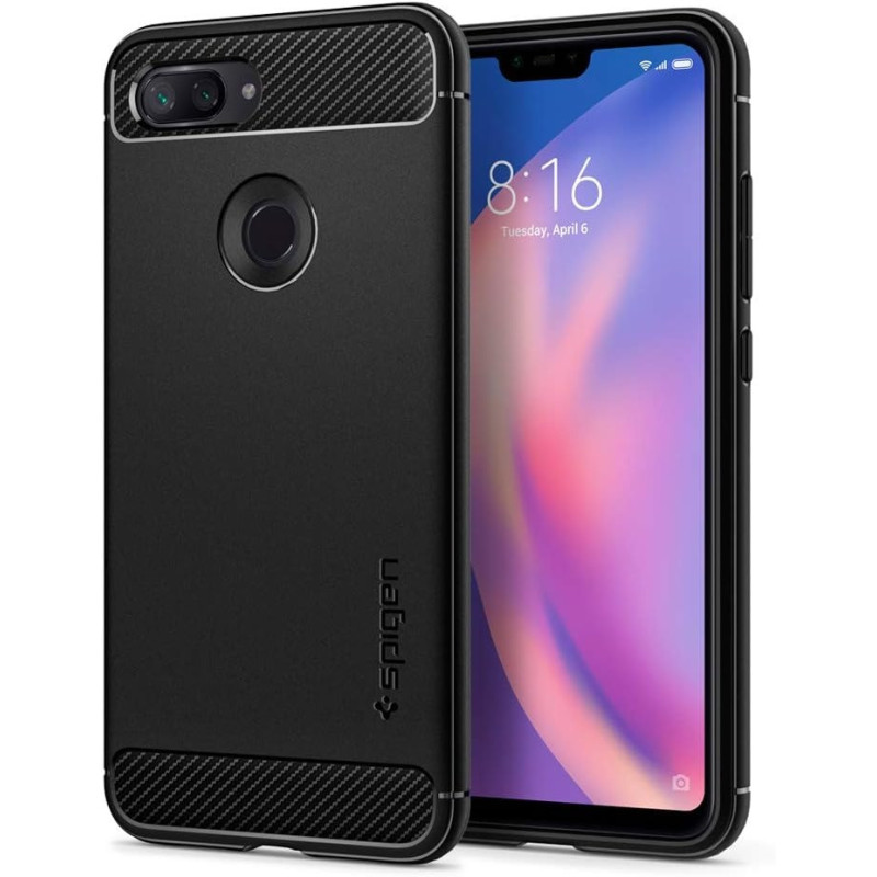 Spigen Rugged Armor Designed For Xiaomi Mi 8 Lite Case, Matte Black