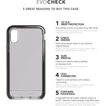 Tech21 Protective Thin Evo Check Pattern Back Case Cover For Apple iphone XS Max, Smokey Black