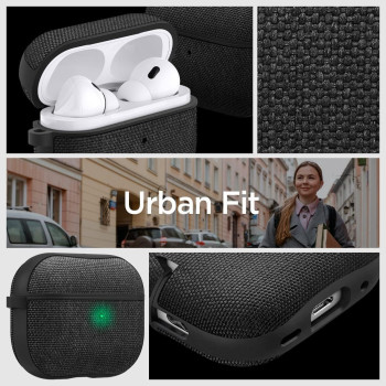 Spigen Urban Fit Designed For Airpods Pro 2nd Generation Case Premium Fabric Airpods Pro 2 Case Cover With Keychain, Black
