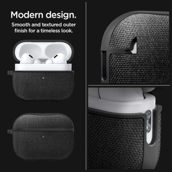 Spigen Urban Fit Designed For Airpods Pro 2nd Generation Case Premium Fabric Airpods Pro 2 Case Cover With Keychain, Black
