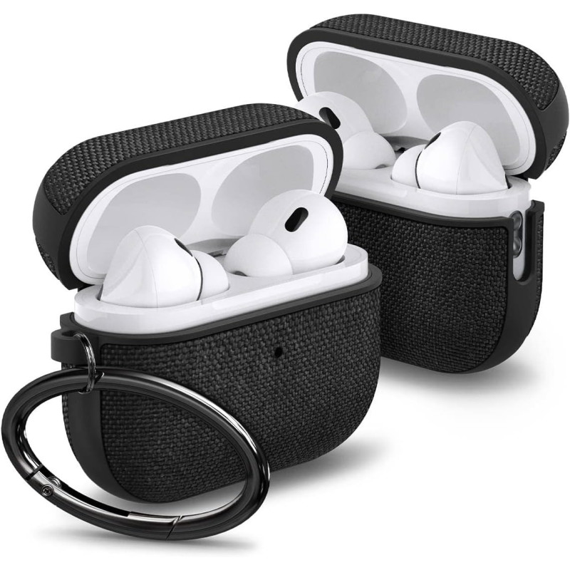 Spigen Urban Fit Designed For Airpods Pro 2nd Generation Case Premium Fabric Airpods Pro 2 Case Cover With Keychain, Black