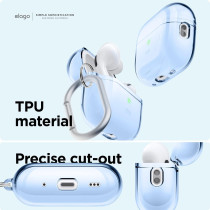 Elago Compatible With Airpods Pro 2Nd Generation Case Clear, Compatible With Airpods Pro 2 Case, Protective Case With Keychain, Transparent, Wireless Charging, Reduced Yellowing, Aqua Blue, Eapp2Cl-Hang-Abl