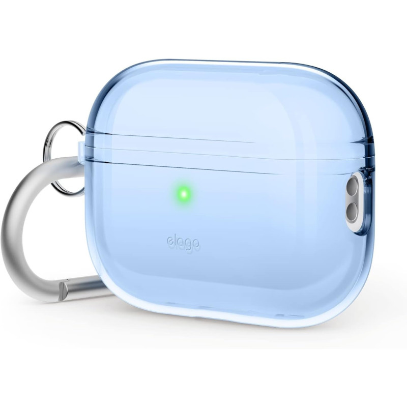 Elago Compatible With Airpods Pro 2Nd Generation Case Clear, Compatible With Airpods Pro 2 Case, Protective Case With Keychain, Transparent, Wireless Charging, Reduced Yellowing, Aqua Blue, Eapp2Cl-Hang-Abl
